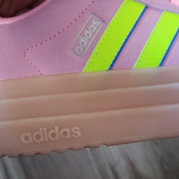 Adidas Women's Pink and Neon Green Sneakers - Picture 7 of 8